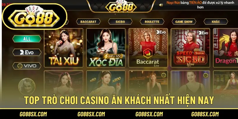 Danh sách các trò chơi casino ăn khách nên thử